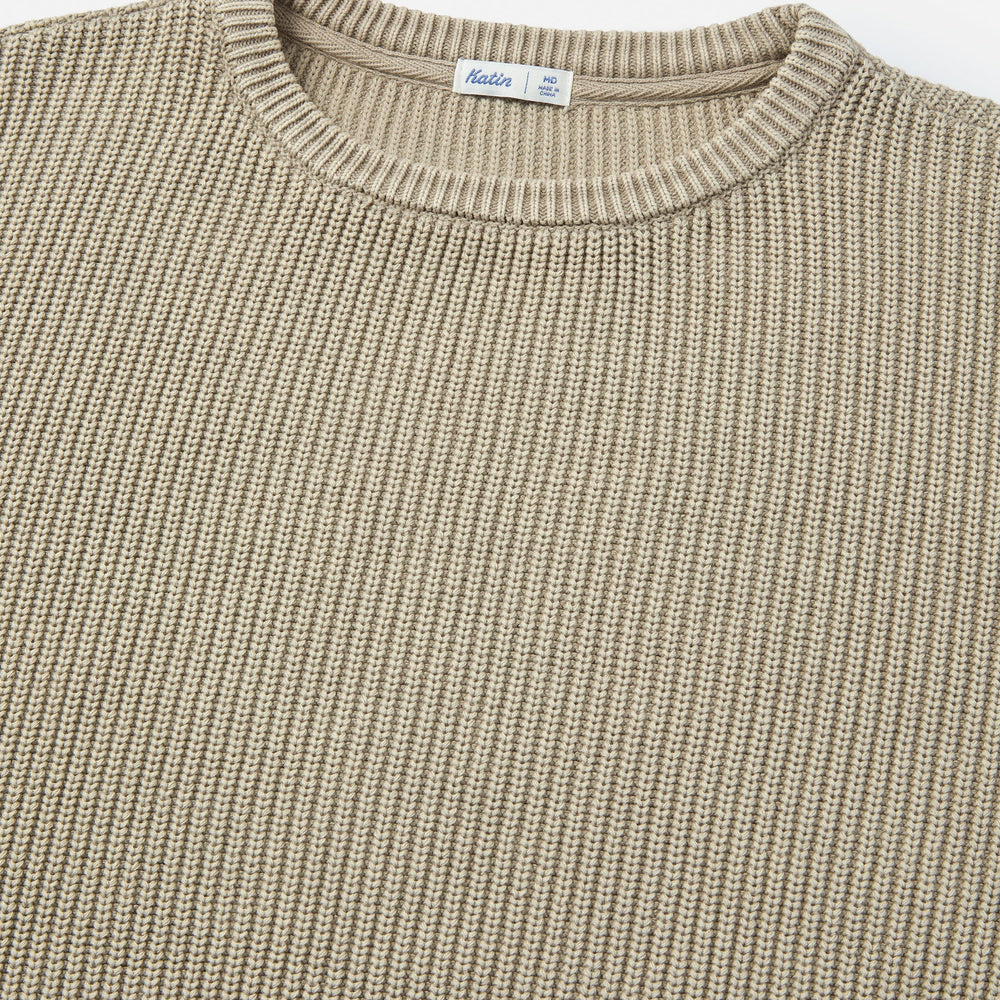 
                      
                        Design detail on the Aluminum Swell Cable Knit Men's Sweater by Katin
                      
                    