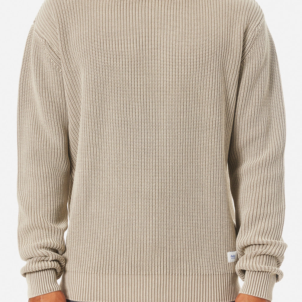 Front view of the Aluminum Swell Cable Knit Men's Sweater by Katin