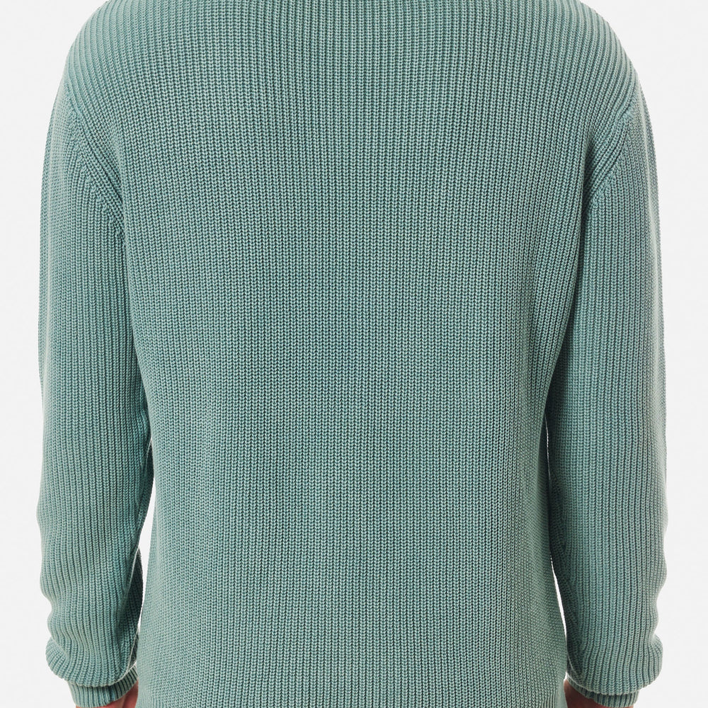 
                      
                        Back view of the Atlantic Green Swell Cable Knit Men's Sweater by Katin
                      
                    