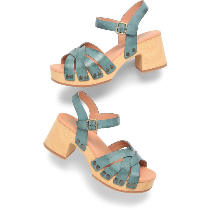 Shop the Teal Leather Kork-Ease Ester Platform Sandal at Harbour Thread for comfortable and chic summer style. 