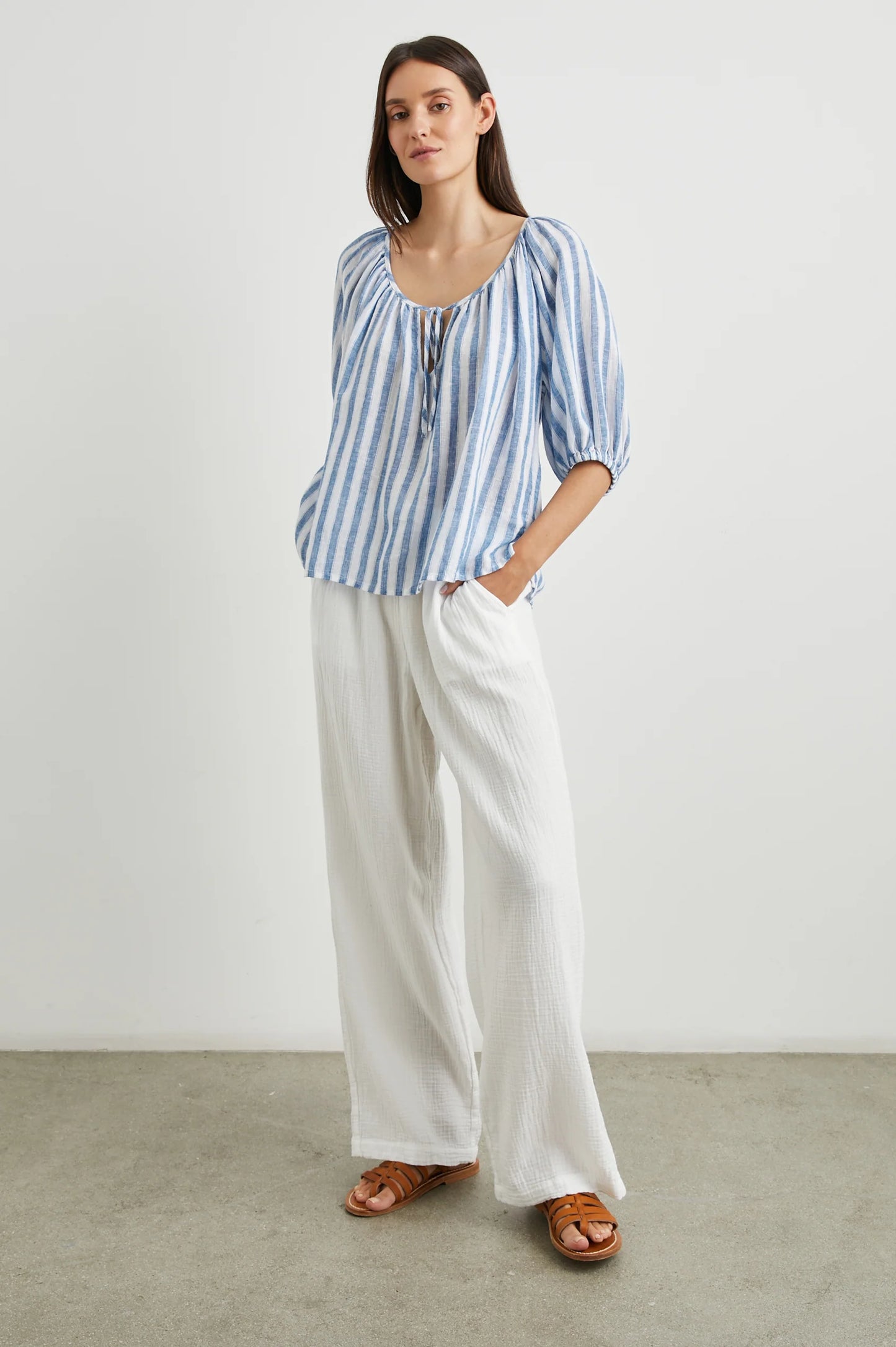 Front view of the Casablanca Stripe Kirstie Top by Rails