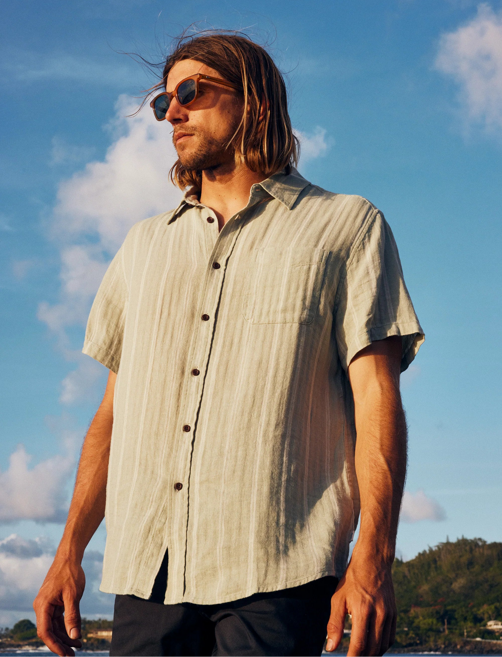 Now available at Harbour Thread, the Katin Alan Short Sleeve Button Down Shirt offers a striped herringbone design that's relaxed yet polished.