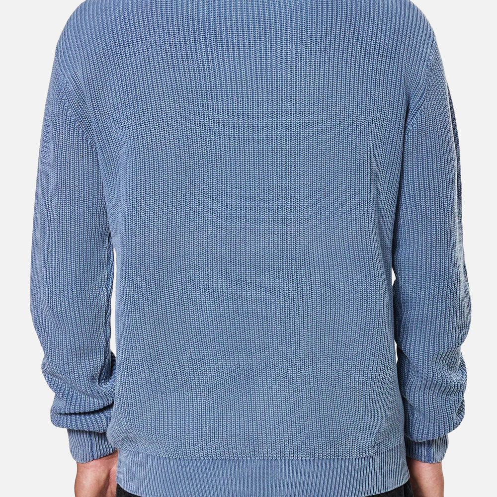 
                      
                        Men's washed blue sweater with a standard fit
                      
                    