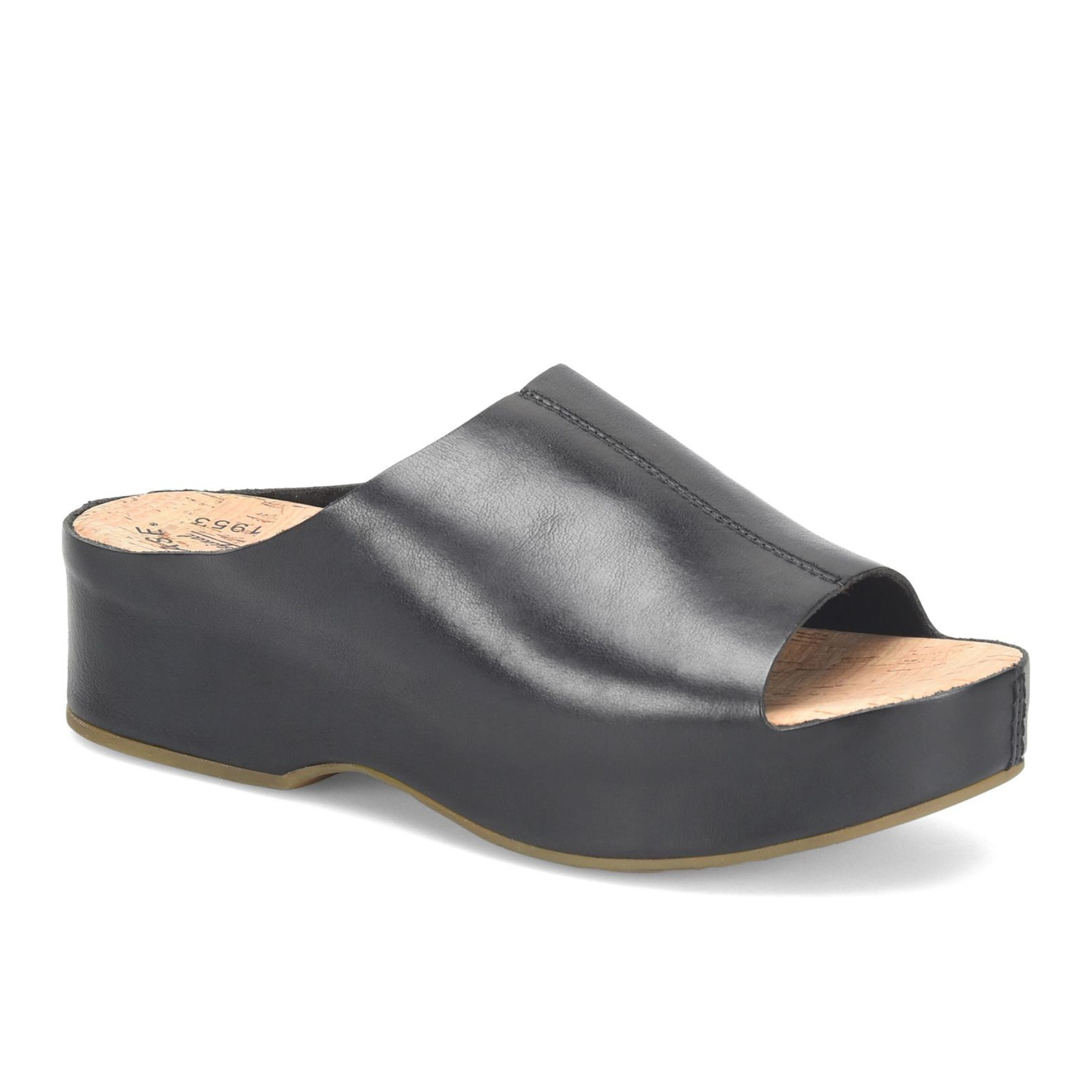 Kork-Ease Black Leather Yazmin Slide Sandal, now available at Harbour Thread boutique