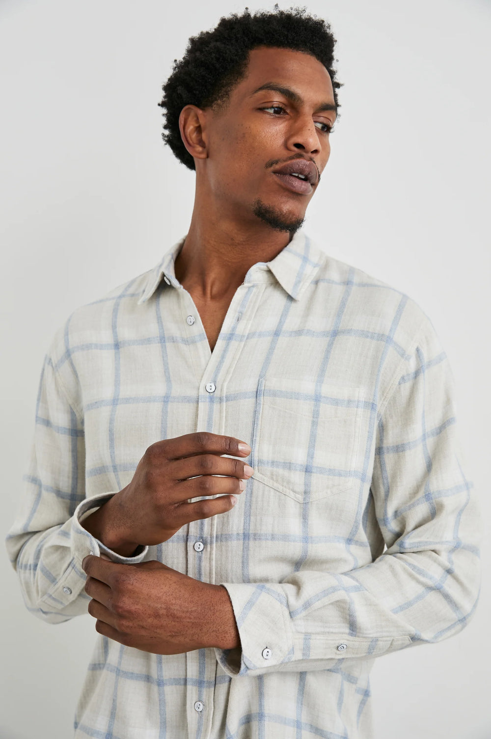 The Parchment Sky Melange Lennox Shirt by the brand Rails