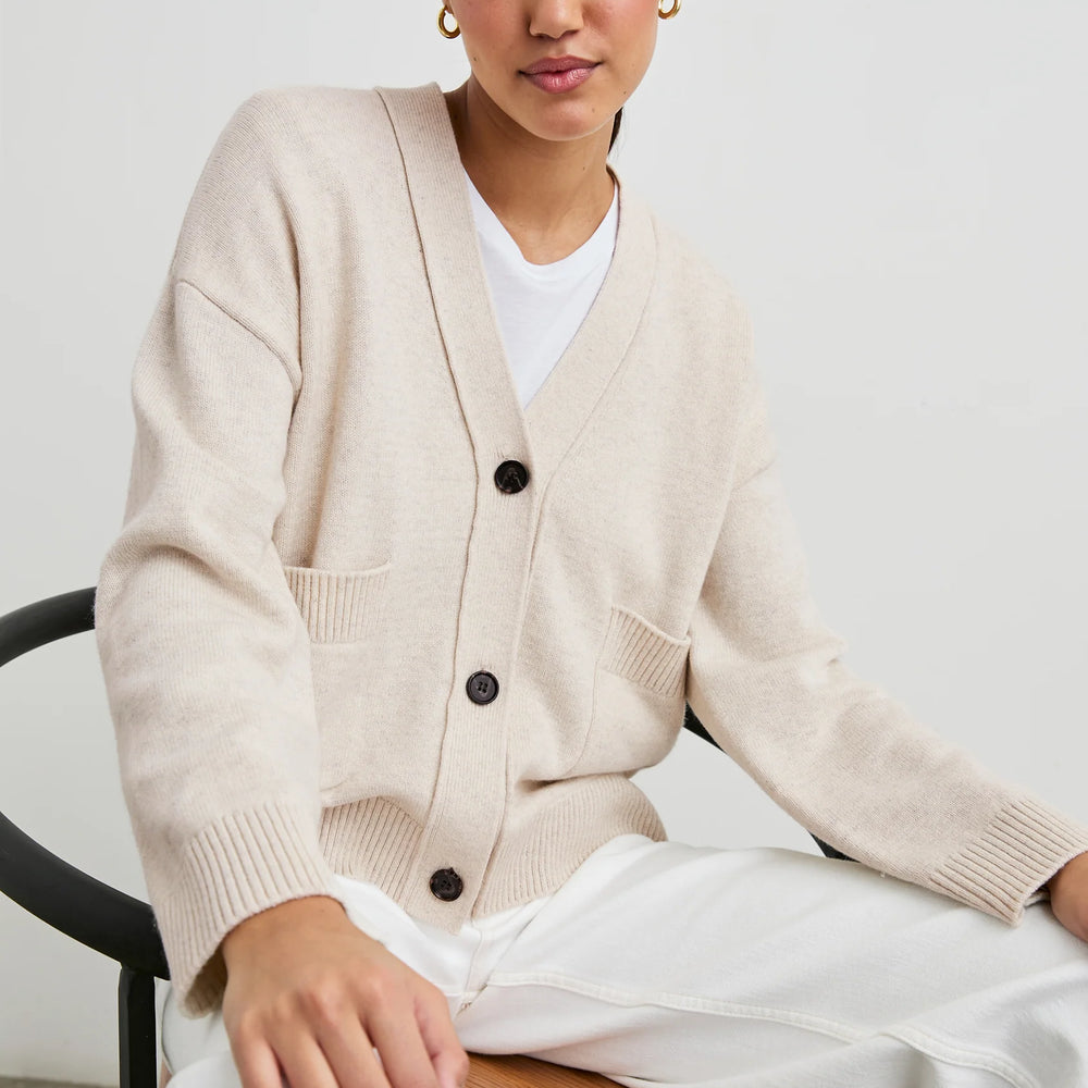 This relaxed fit cardigan from Rails features 2 patch pockets