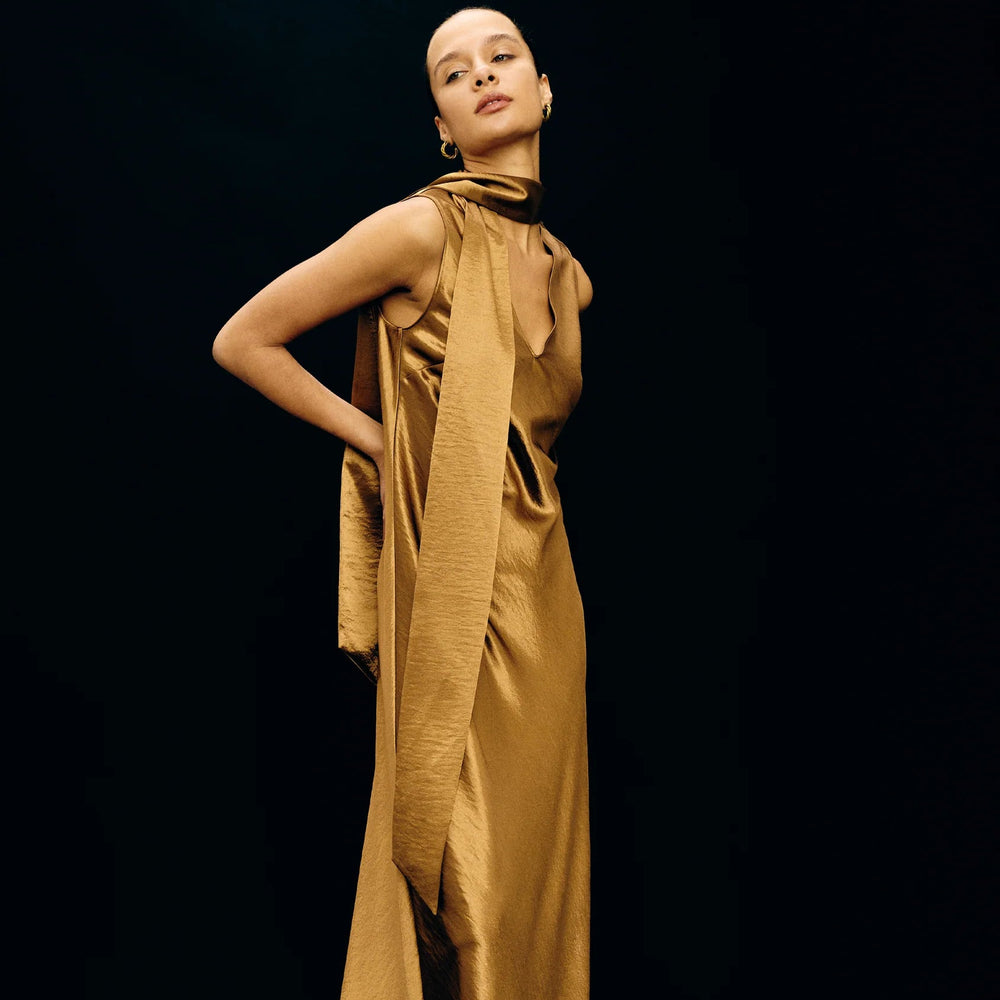 A woman wearing the Lorenza Dress by Rails