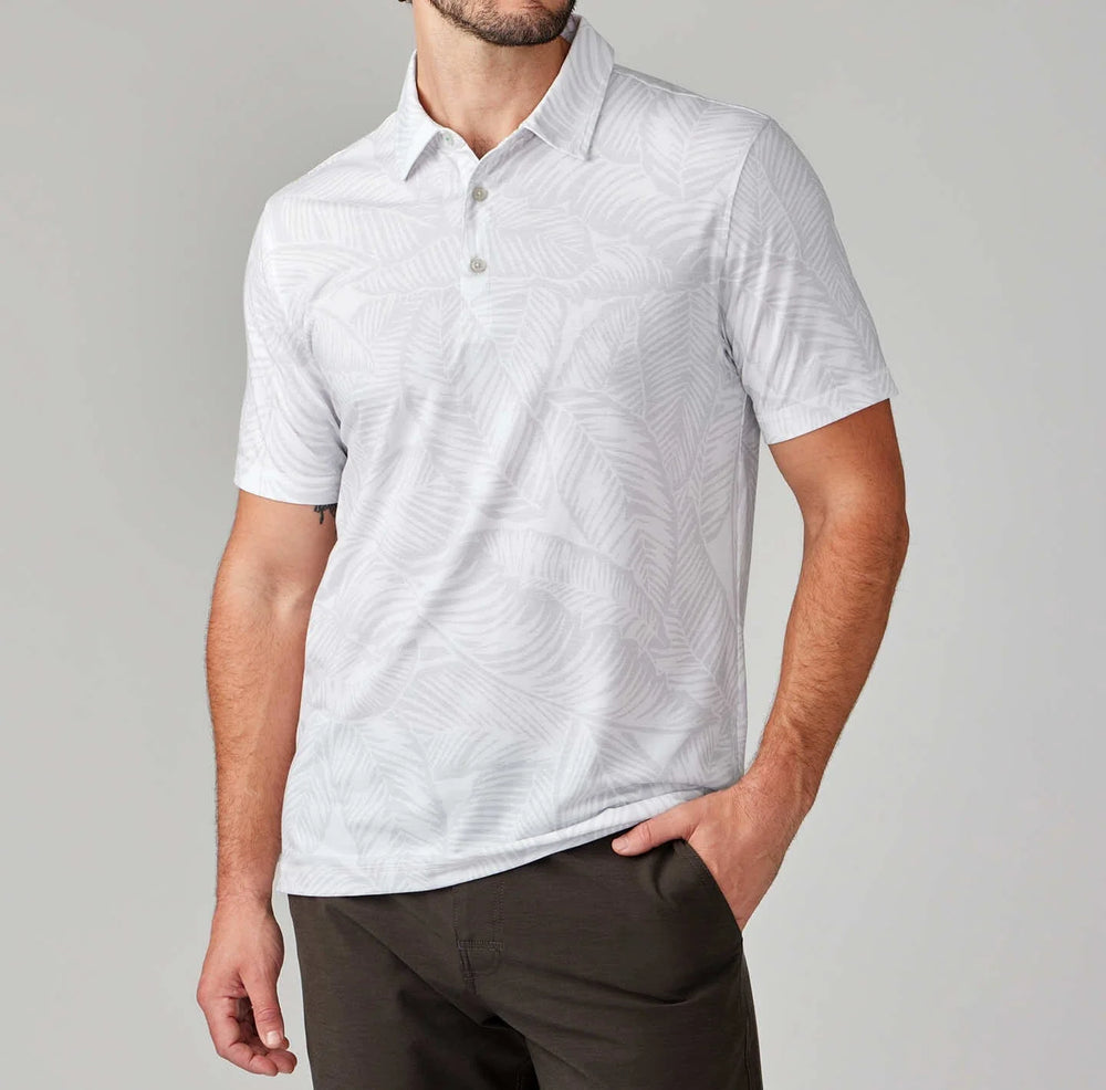 The White Heather Large Palm Printed Delray Polo by LINKSOUL