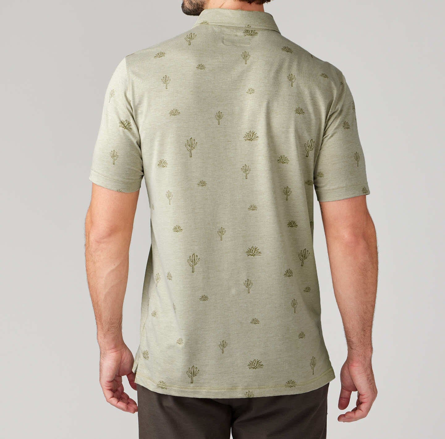 Back view of the Light Ballast Oak Printed Astoria Polo by LINKSOUL