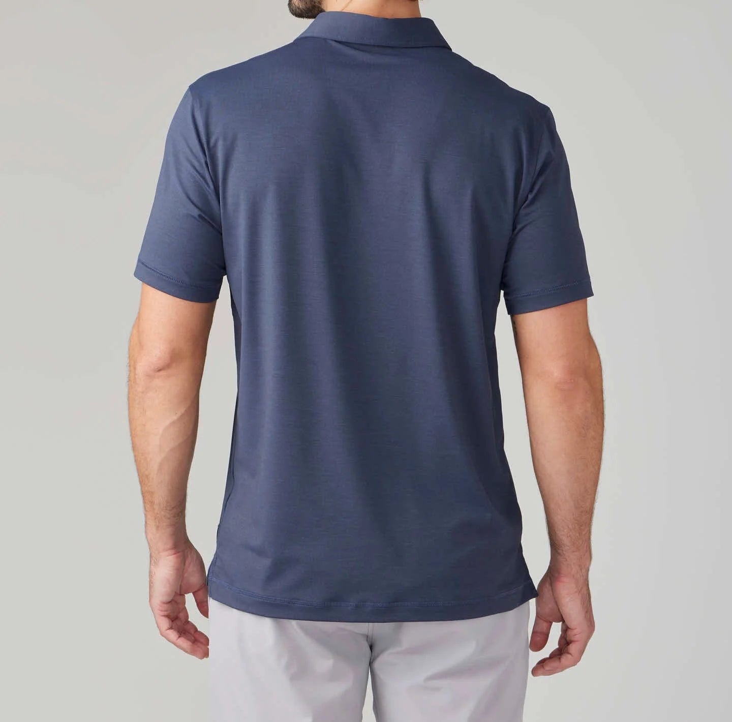 Back view of the Navy Drysdale Performance Polo by LINKSOUL