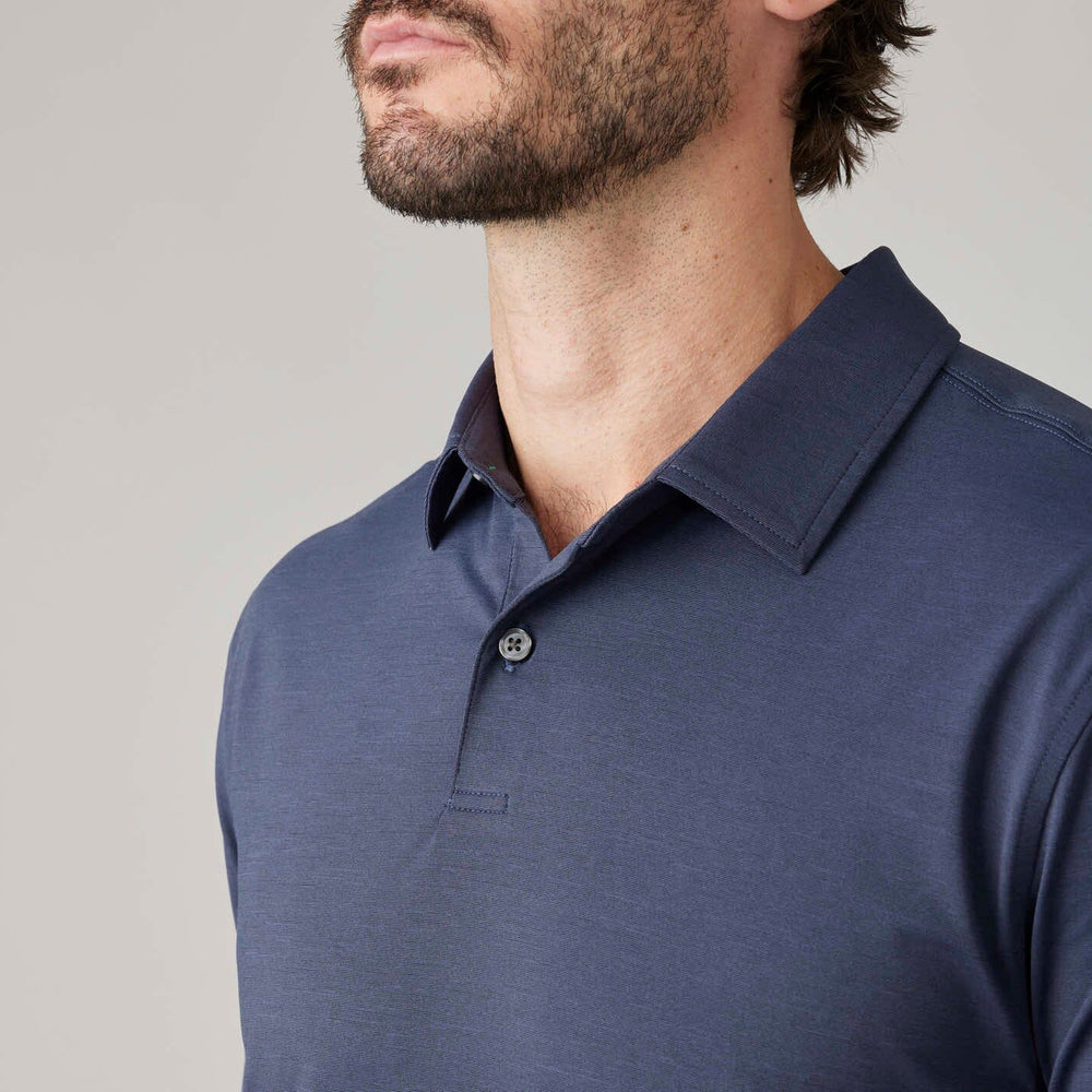 
                      
                        Design detail on the Navy Drysdale Performance Polo by LINKSOUL
                      
                    