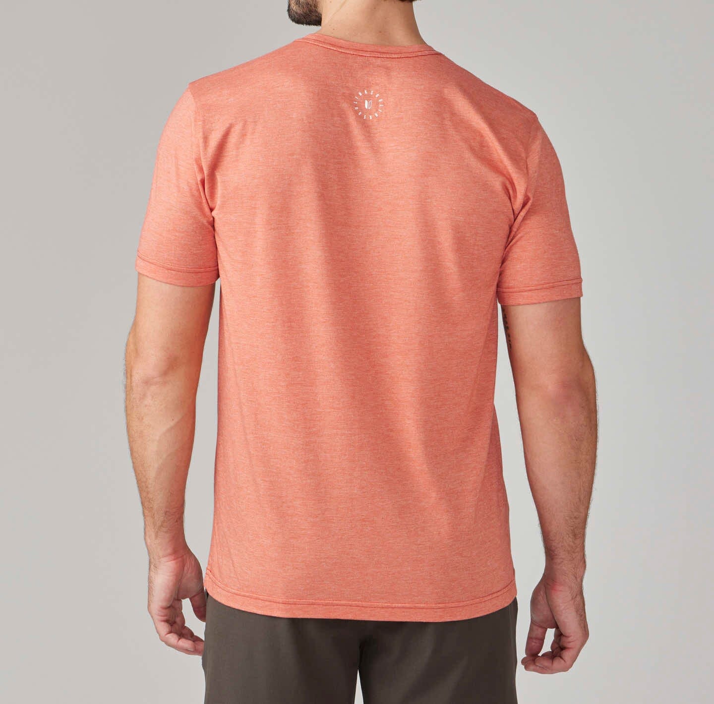 Back view of the Coral Heather Groover Tee by LINKSOUL