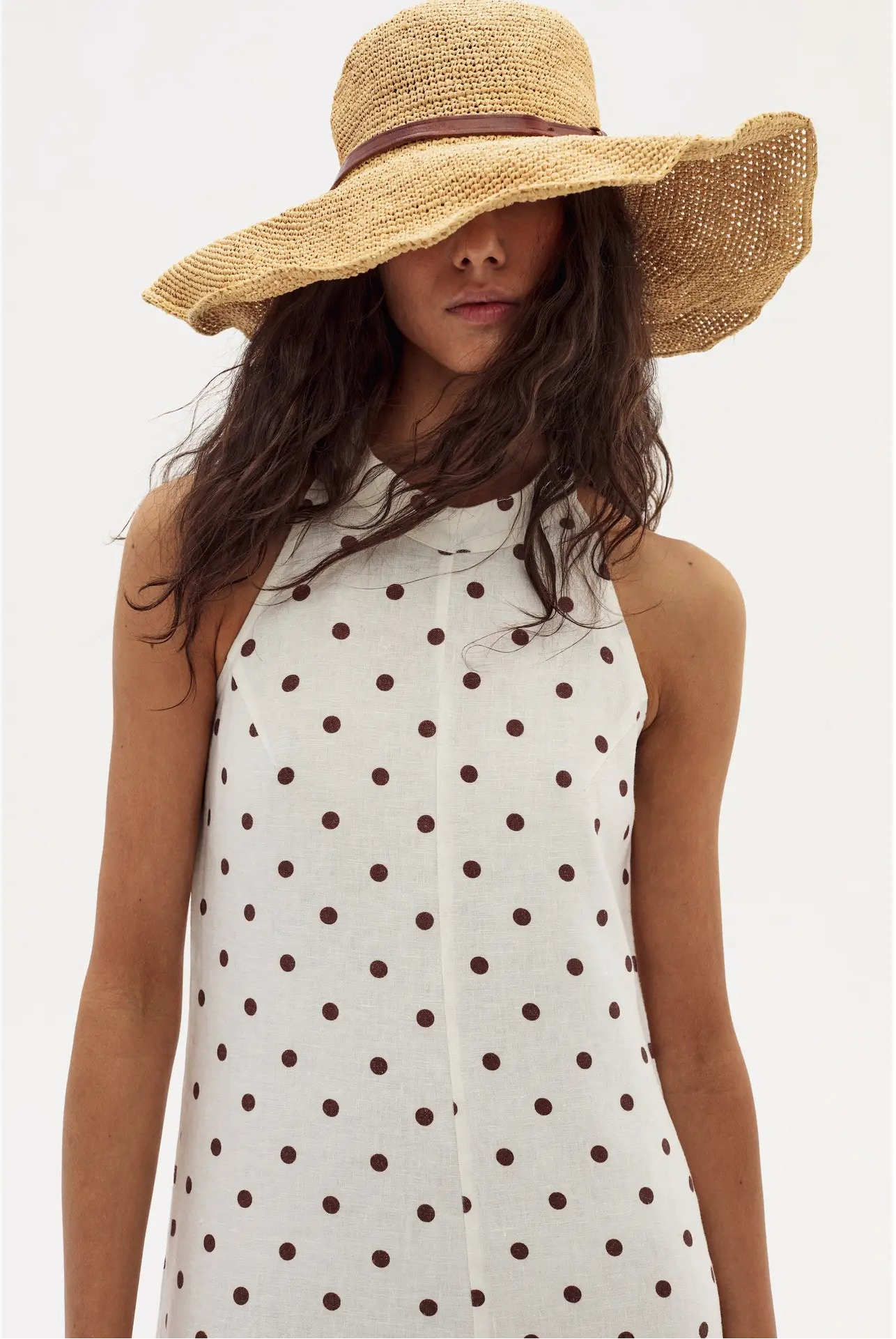 Halter neck polka dot dress
