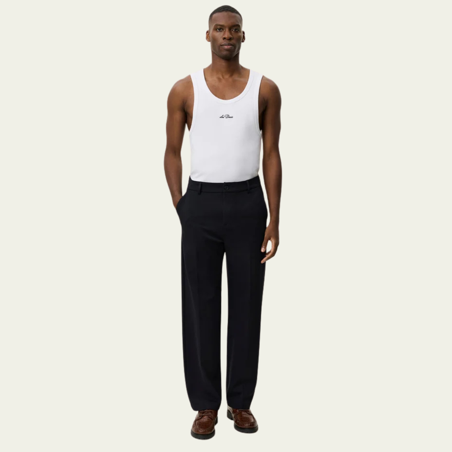 Les Deux Como Solid Slack Pants in Dark Navy Blue