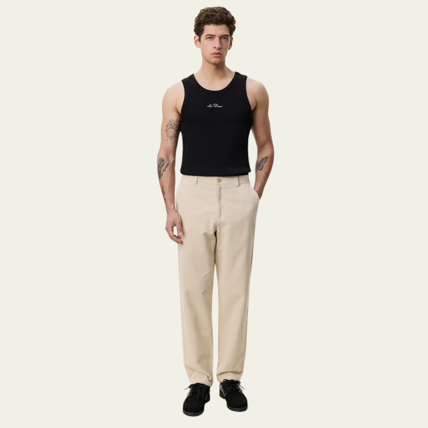 Les Deux Ivory Corduroy Tapered Pants