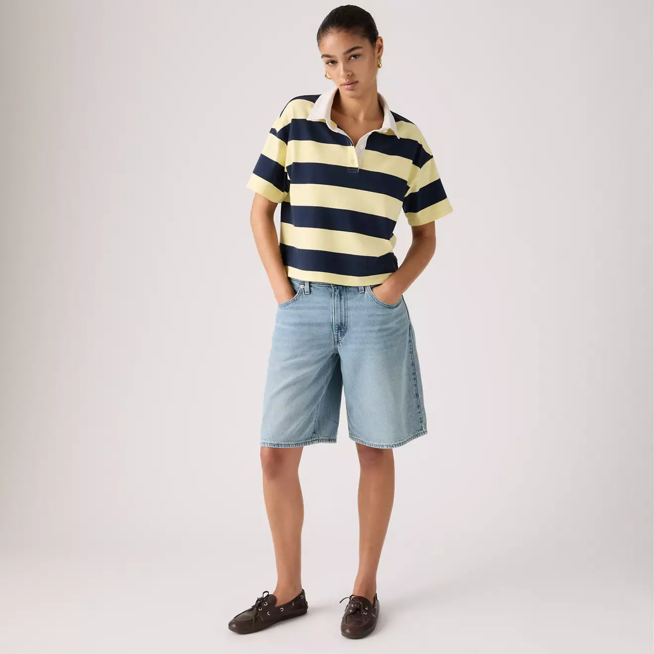 Levi's Baggy Dad Women's Jorts in We Did It medium wash, available now at Harbour Thread boutique