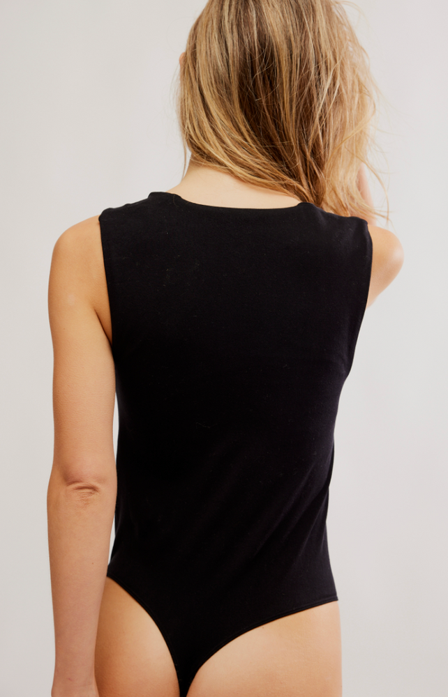 
                      
                        Back view of the Luna Square Neck Bodysuit in Black by Free People
                      
                    