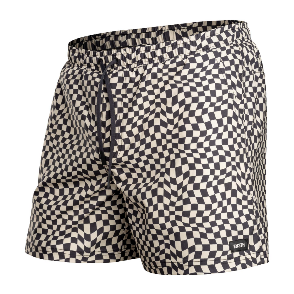 
                      
                        Men's warped checker pattern swim shorts from BN3TH
                      
                    