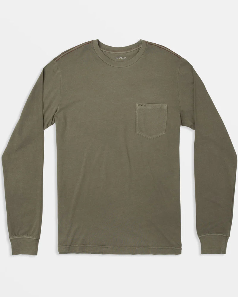 The PTC Pigment Long Sleeve Tee by RVCA in the color Aloe