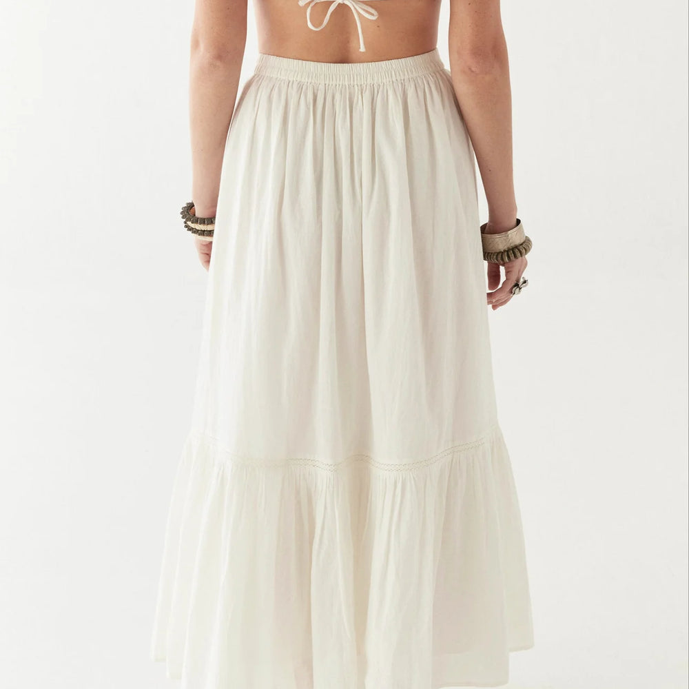 Maison Hotel Luisa Skirt features intricate tonal embroidery