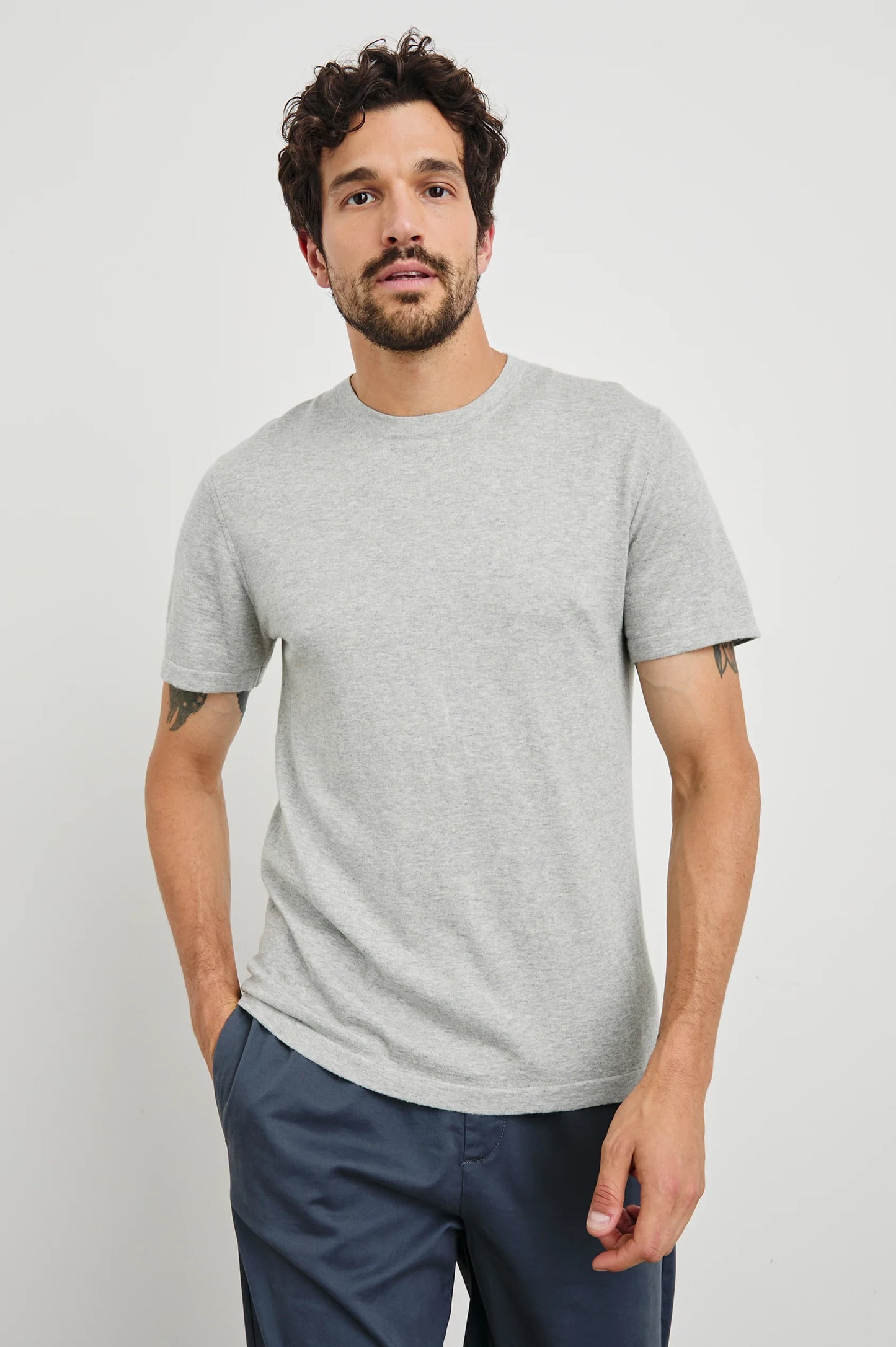 Heather Grey short sleeve cotton cashmere tee