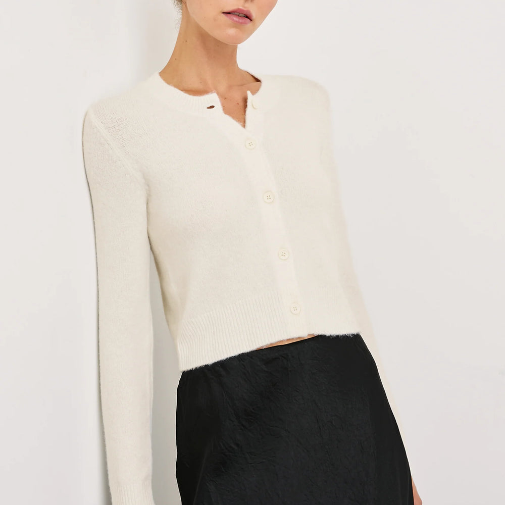 The smart and sophisticated Matilda Sweater is a cropped take on the cardigan, crafted by a luxurious cashmere blend.