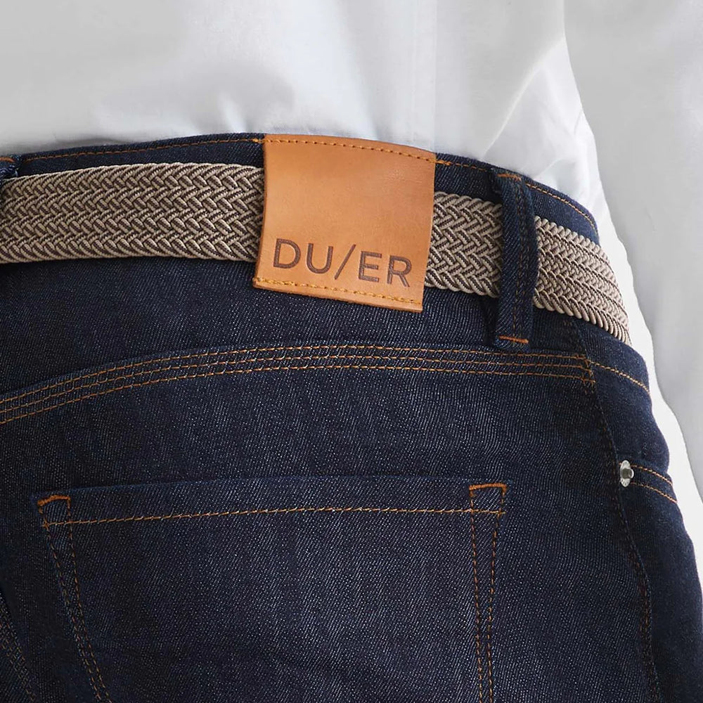 
                      
                        Back view of the Performance Stretch Belt in beige and brown by DU/ER
                      
                    