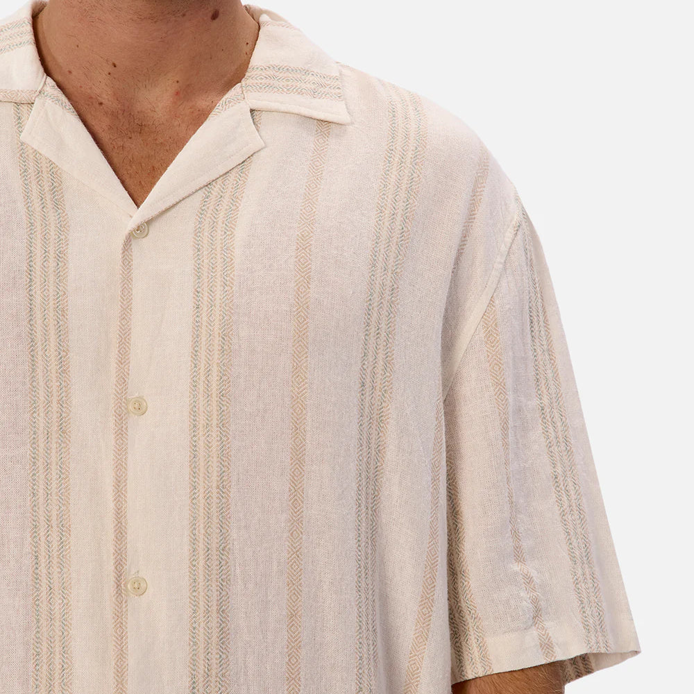 Find men's stylish shirts for summer at Harbour Thread in St. Pete, FL. New arrivals include the Industrie Cienega Linen Short Sleeve Shirt in Off White Multi. 