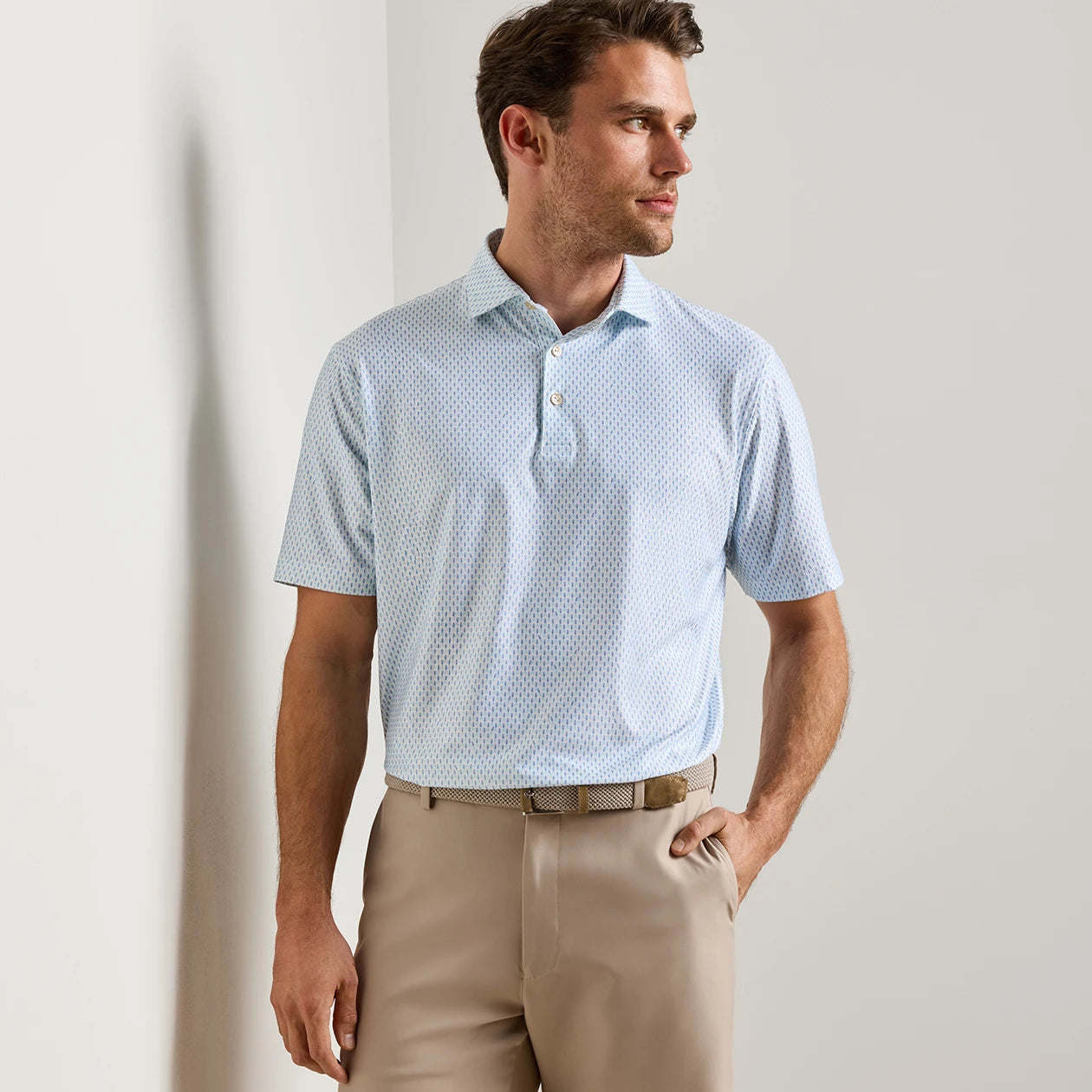 Peter Millar Weekend Wake Performance Jersey Polo in White