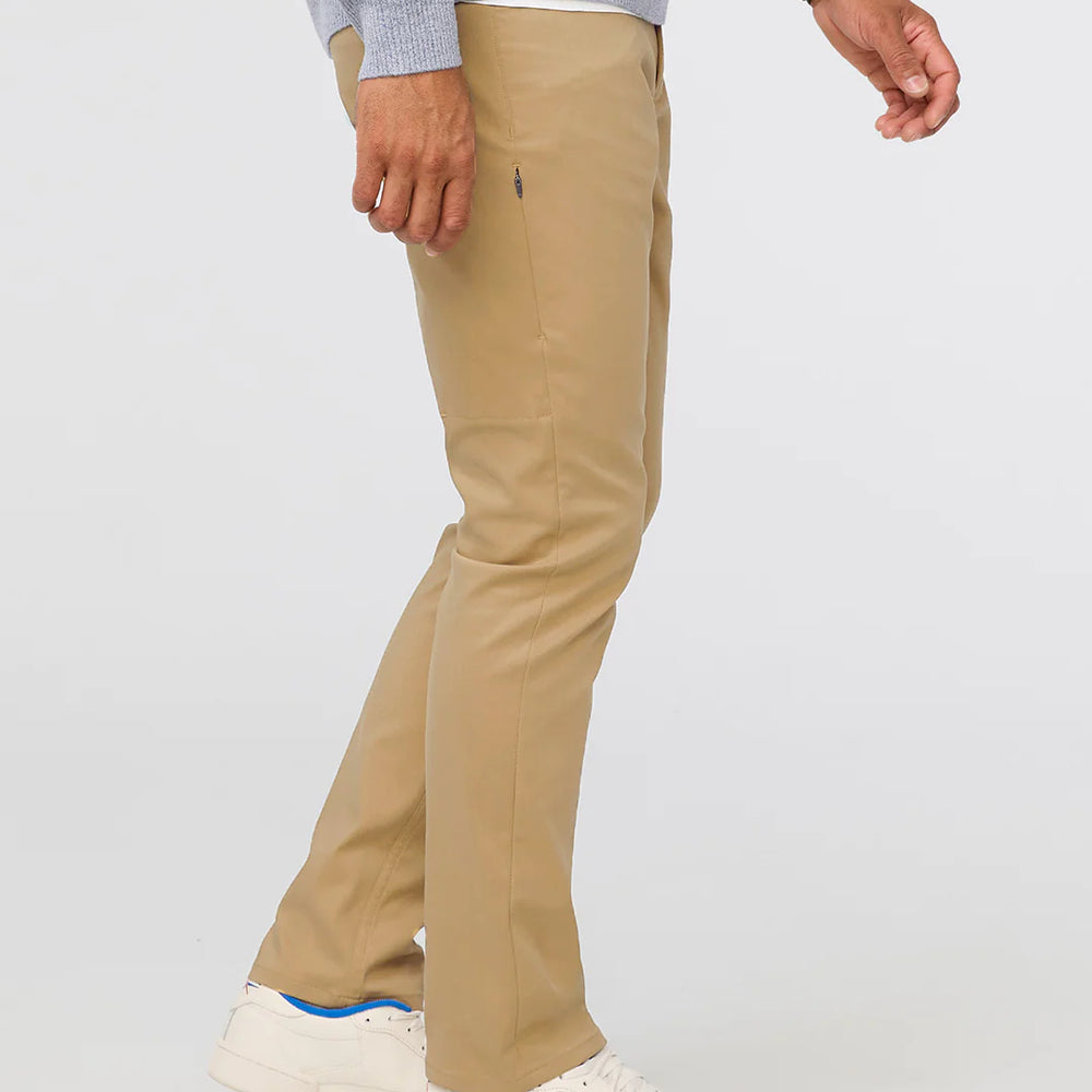 
                      
                        Side view of DUER's NuStretch Relaxed 5-Pocket Pant in the color Khaki
                      
                    