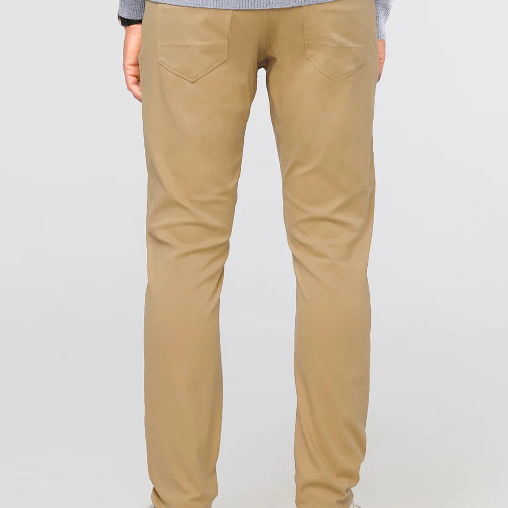 
                      
                        Back view of DUER's NuStretch Relaxed 5-Pocket Pant in the color Khaki
                      
                    