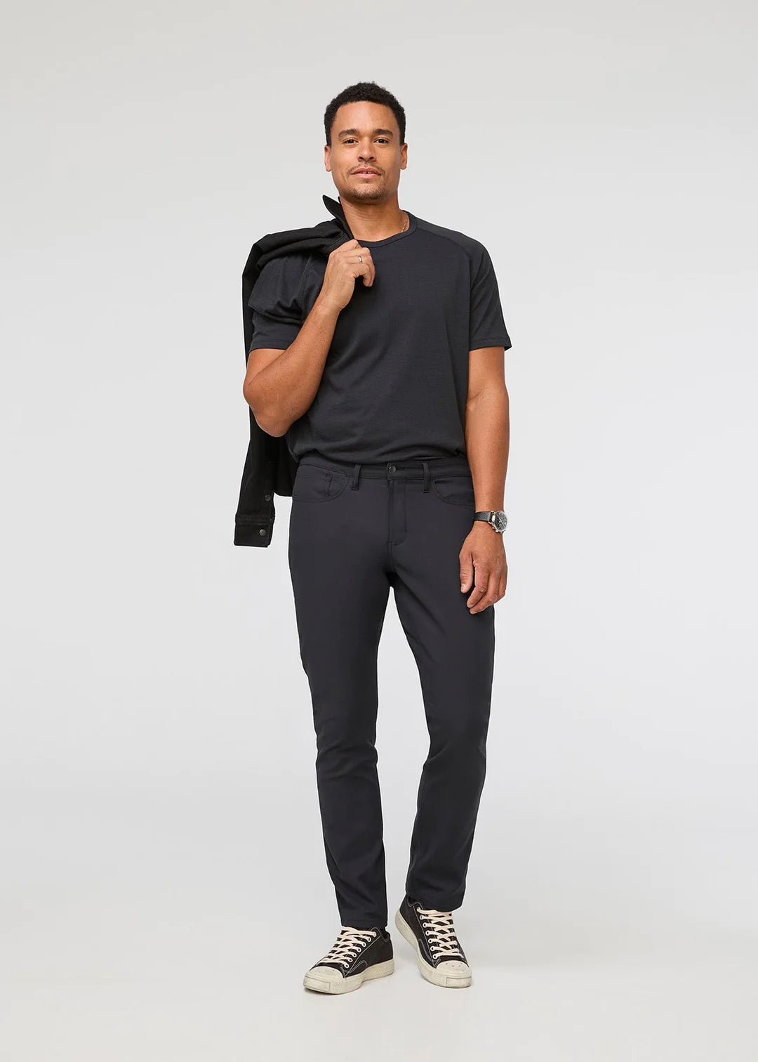DUER's NuStretch Relaxed 5-Pocket Pant in the color Black