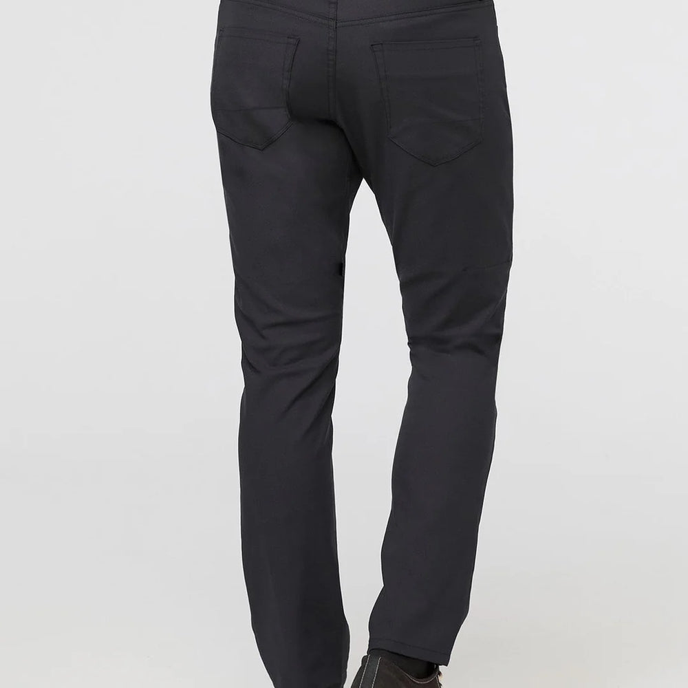 
                      
                        Back view of DUER's NuStretch Relaxed 5-Pocket Pant in the color Black
                      
                    