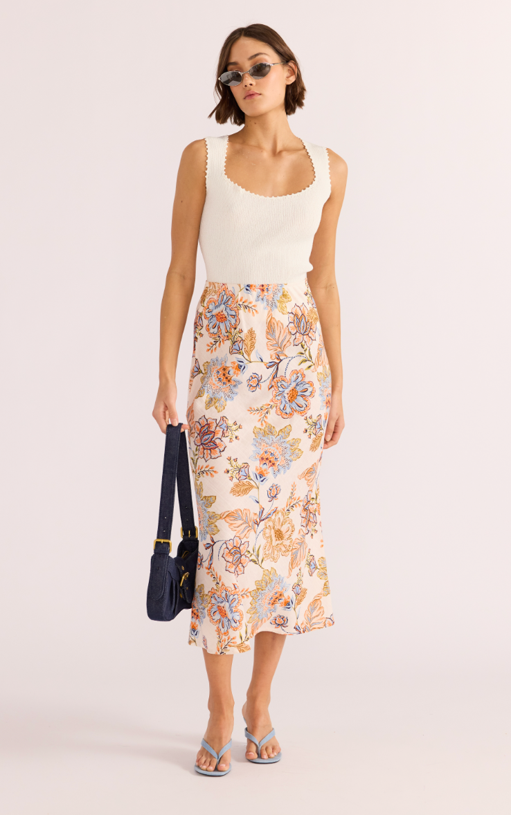 Find the floral print Marceline Bias Midi Skirt by MNINKPINK at Harbour Thread