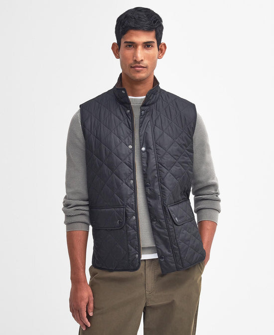 Front view of Barbour's Lowerdale Gilet in the color Navy