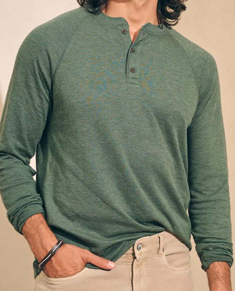 The Deep Fern Heather Long Sleeve Cloud Henley by Faherty