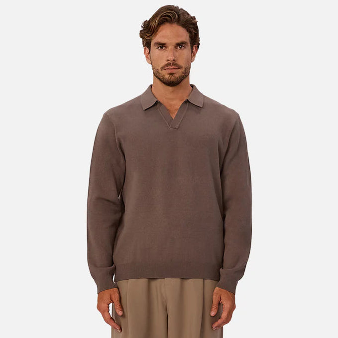 Industrie The Wynslow Polo Sweater in Chestnut