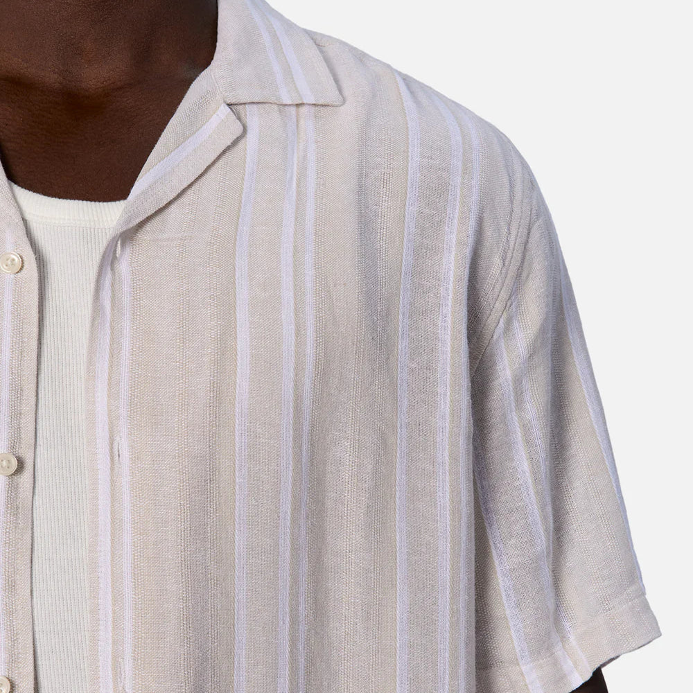 Shop men's summer shirts at Harbour Thread in St. Pete, FL. New arrivals include the Industrie Castino Short Sleeve Linen Shirt in Sand/Ecru. 