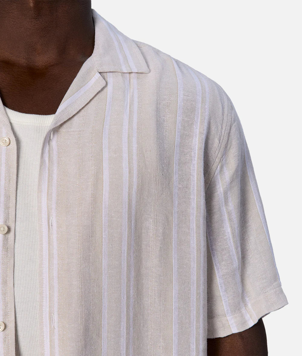 Shop men's summer shirts at Harbour Thread in St. Pete, FL. New arrivals include the Industrie Castino Short Sleeve Linen Shirt in Sand/Ecru. 