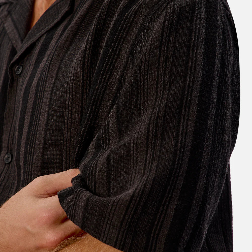 Industrie striped linen blend button down shirt at Harbour Thread
