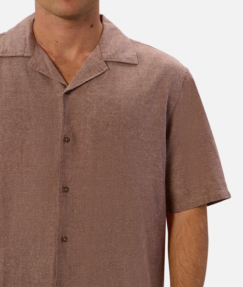 Shop this lightweight linen blend shirt from Industie at Harbour Thread to keep you cool and comfortable for the summer season. 