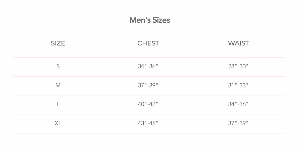 
                      
                        Mollusk men's size chart featuring size S-XL 
                      
                    
