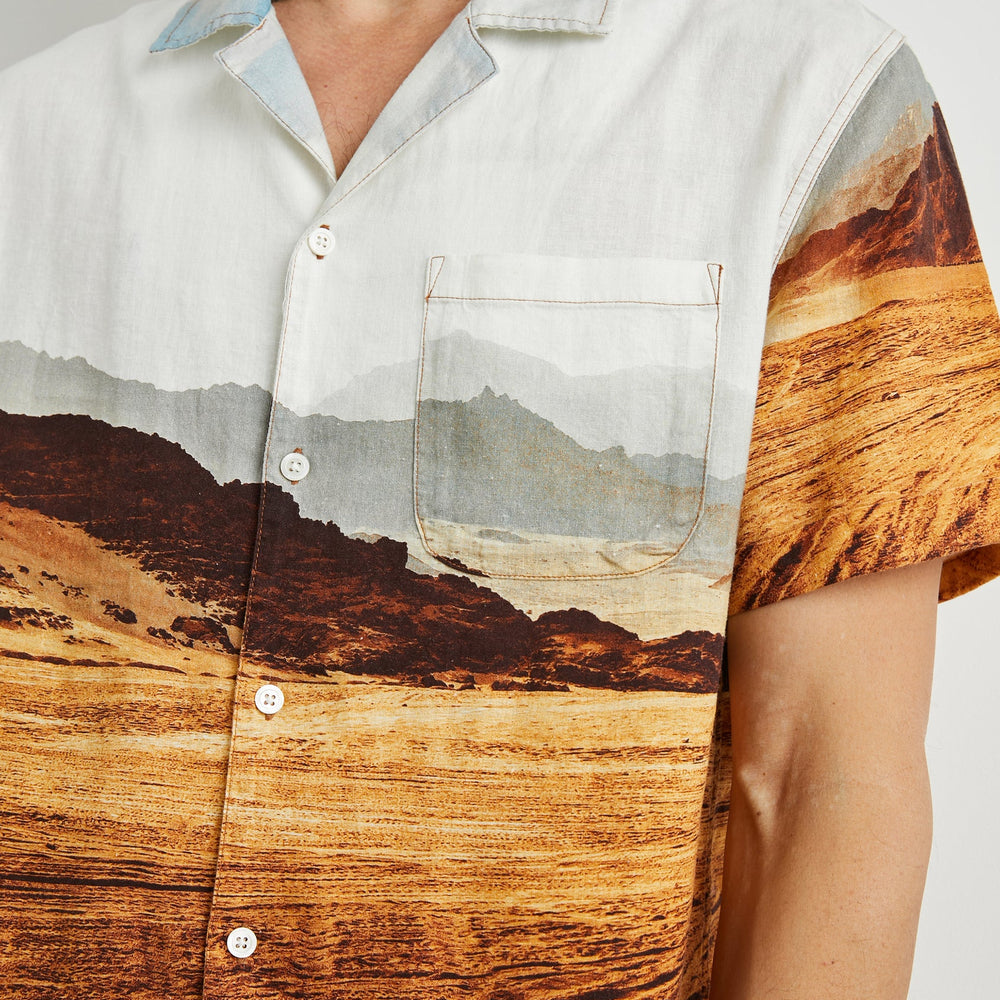 Front design detail on the Big Mesa Moreno Short Sleeve Shirt by Rails