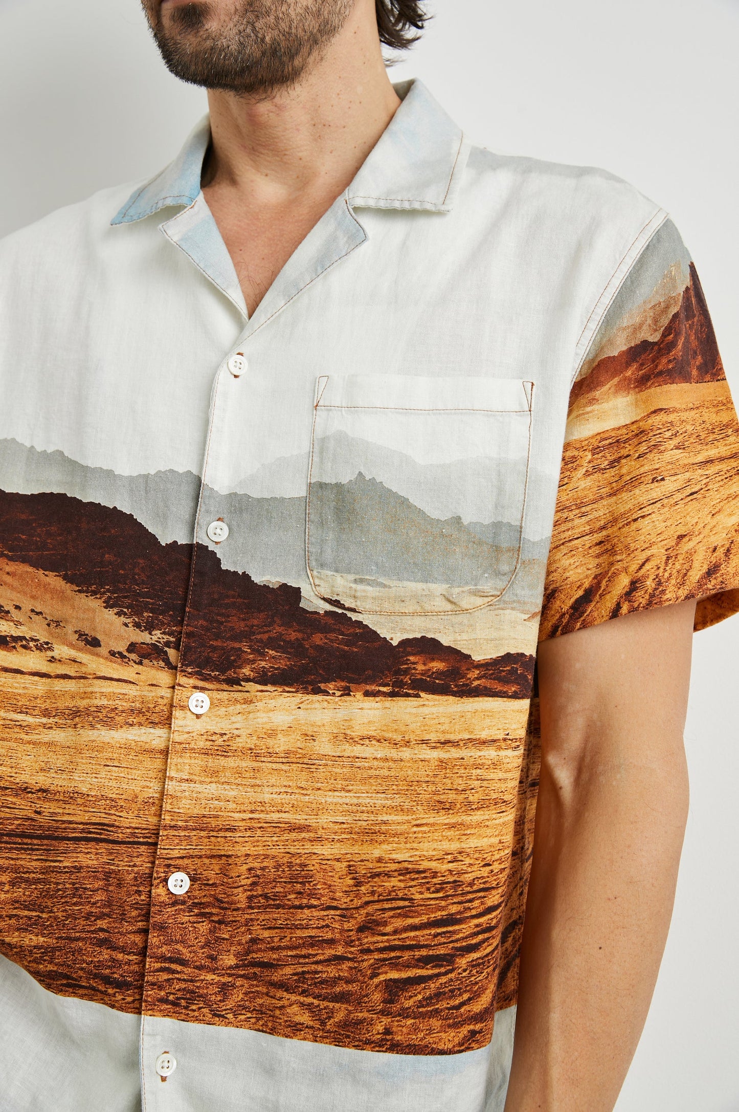 Front design detail on the Big Mesa Moreno Short Sleeve Shirt by Rails