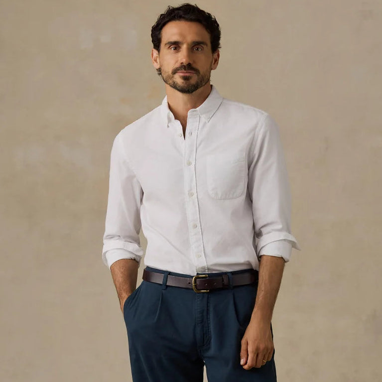Faherty Laundered Oxford Shirt in Pure White