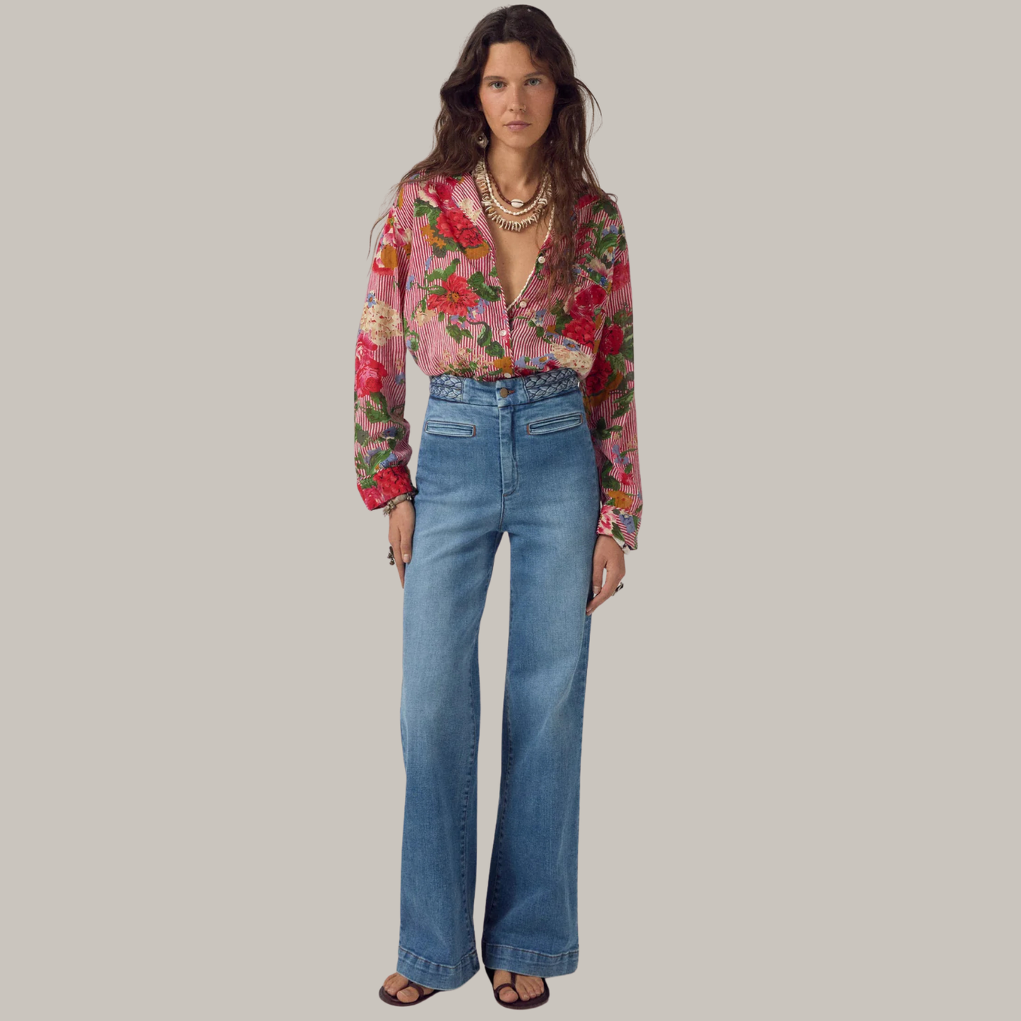 Maison Hotel Cher Pant in Western Blue Braided Denim, available now at Harbour Thread boutique