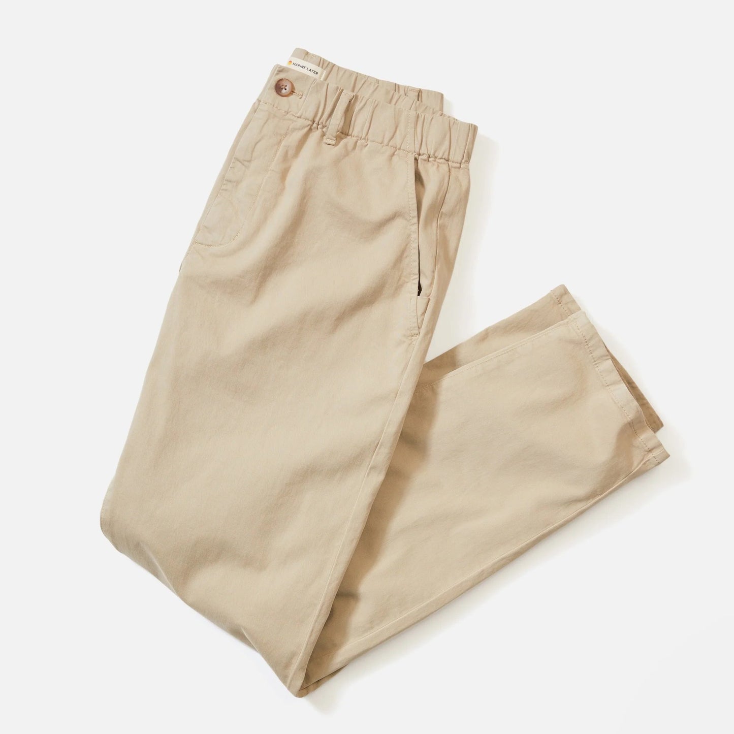 Marine Layer men's Athletic Fit Saturday Twill Chino in Light Khaki, available now at Harbour Thread men's store