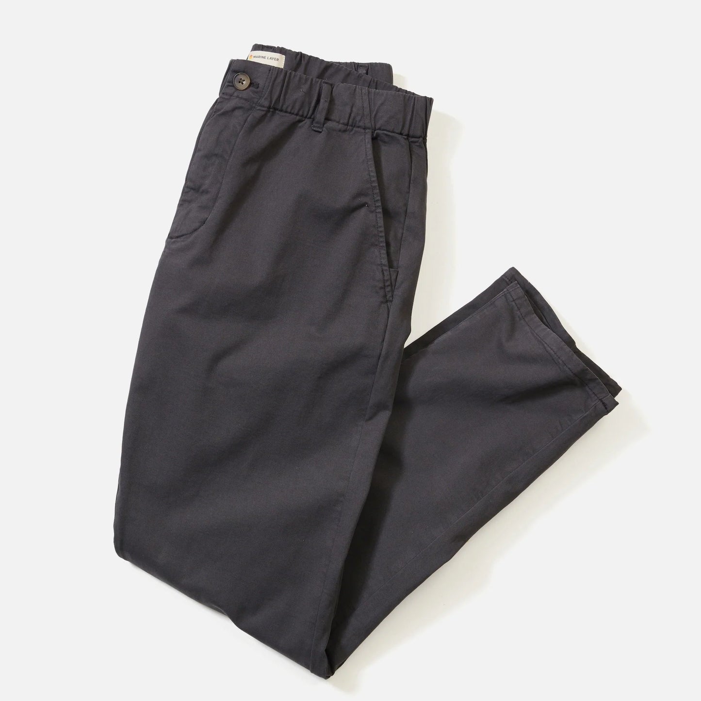 Marine Layer men's Athletic Fit Saturday Twill Chino in Washed Black, available now at Harbour Thread men's store
