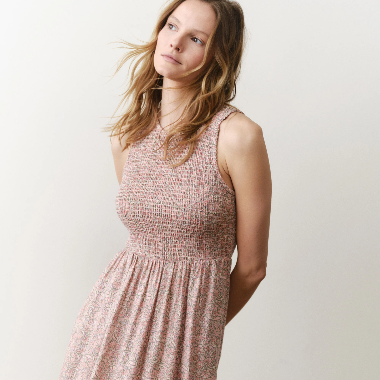 Marine Layer Darcy Smocked Maxi Dress in Bouquet, available at Harbour Thread boutique