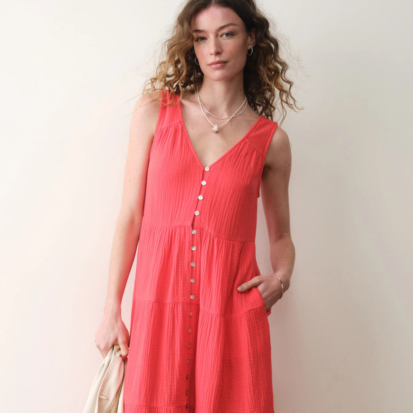 Marine Layer Corinne Maxi Dress in Blush, available at Harbour Thread boutique